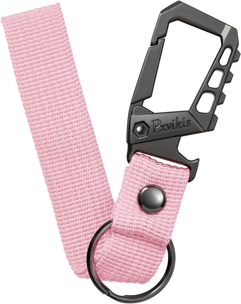 Pxvikis Metal heavy duty key chain carabiner clip bottle opener wrist lanyard ring car key fob unisex for men and women - Image 1